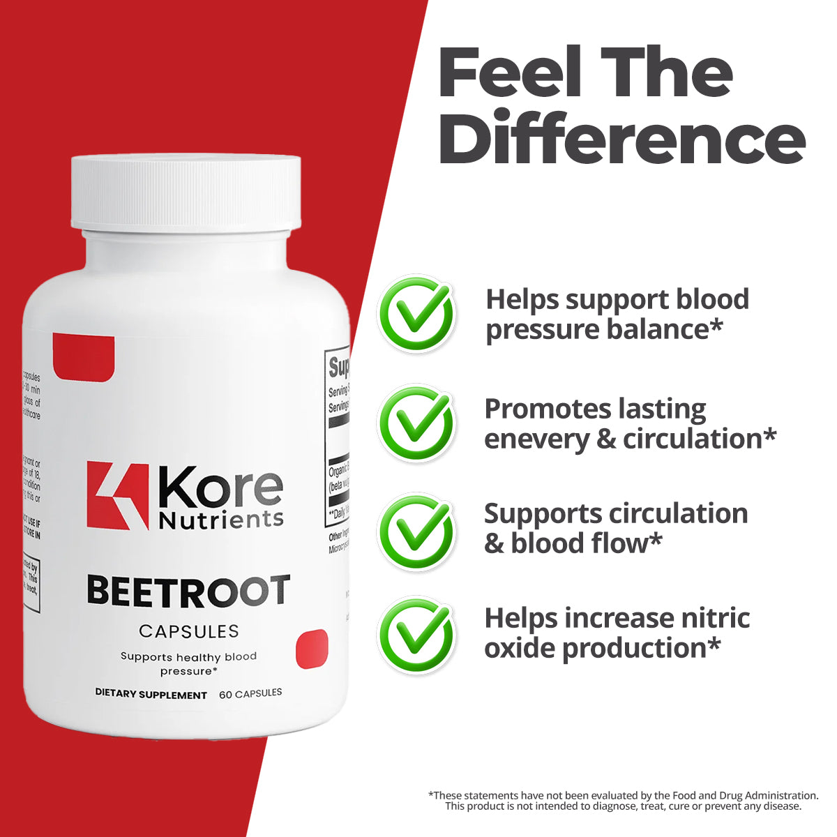 3 Bottles - Kore Nutrients Beetroot — 1,300mg of Pure Circulation Support in Every Serving*